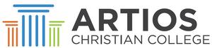 Artios Christian College logo featuring stylized pillars in blue, orange, and green next to the college name in bold letters.